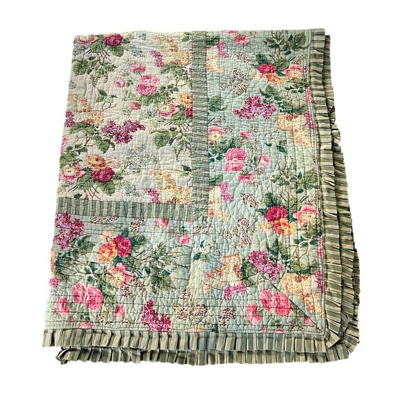 Waverly linen blend heirloom floral twin quilt - Picture 12 of 13